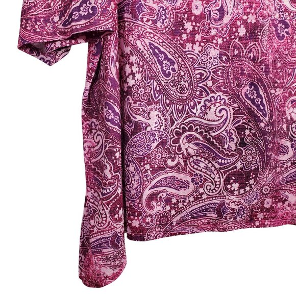 Catherines Size 2X P Top V Neck Light Jersey Knit Paisley Rhinestone Accents - Picture 9 of 10